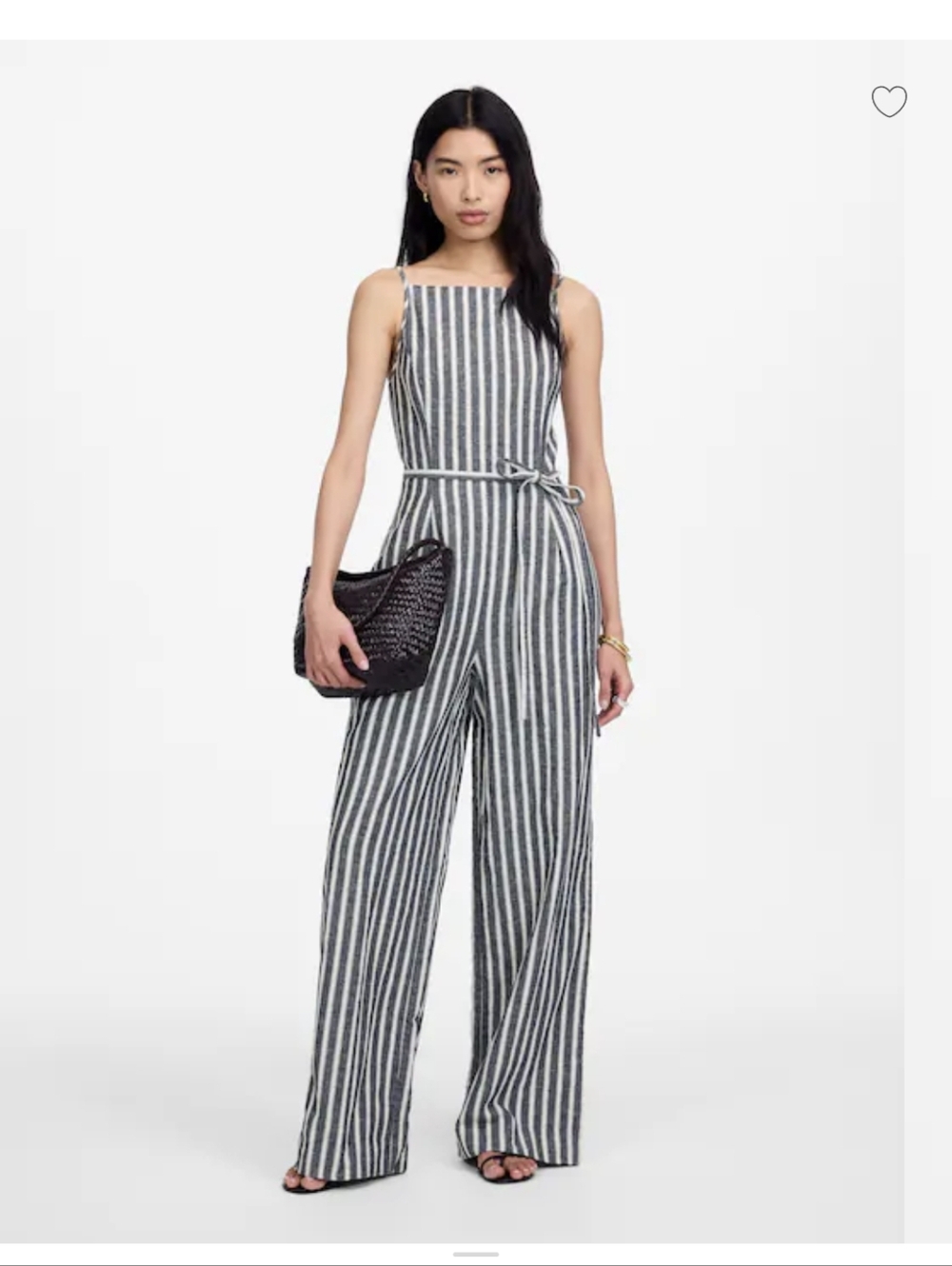 NWT Striped Wide-Leg Jumpsuit in Black & White